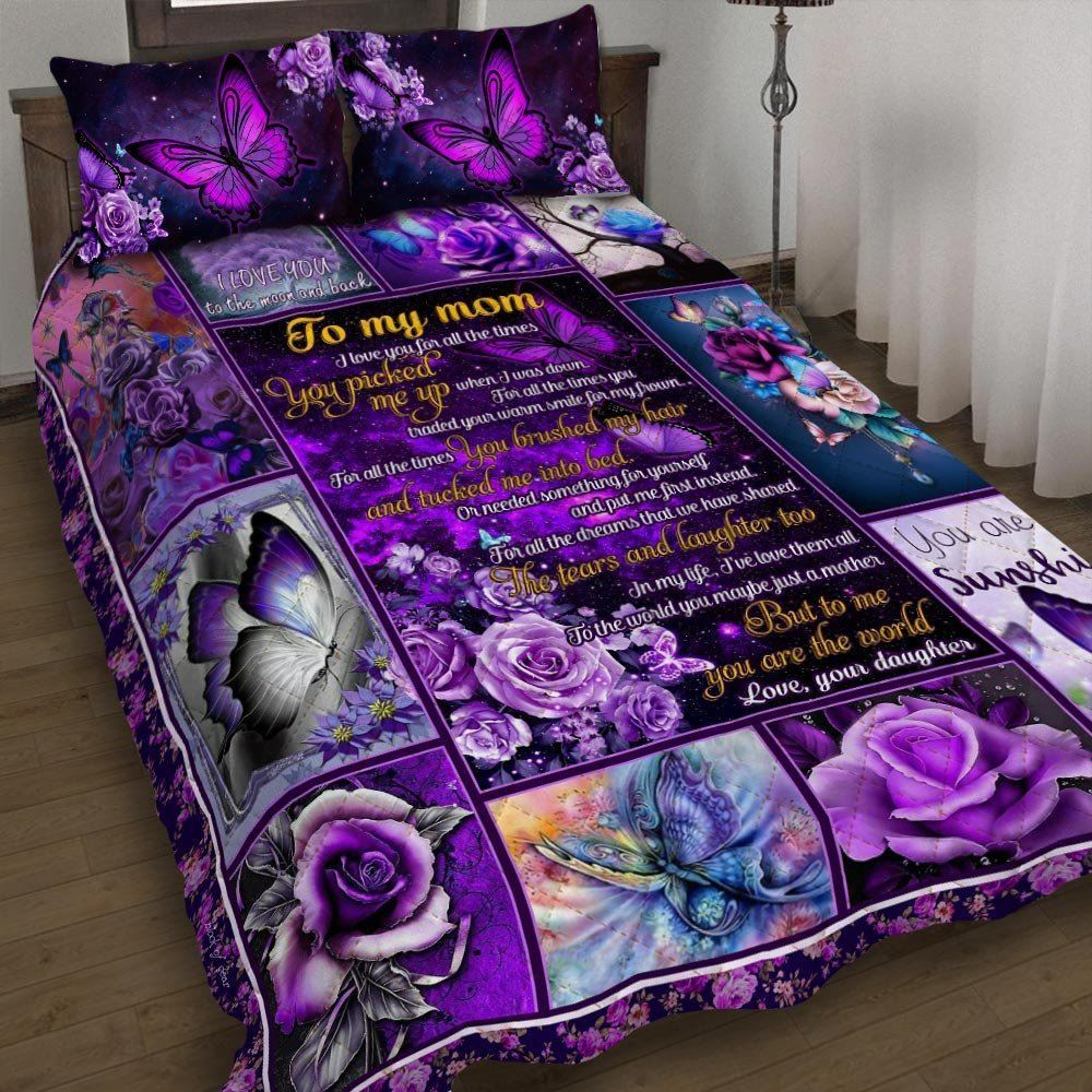 Daughter To Mom Butterfly Quilt Bedding Set