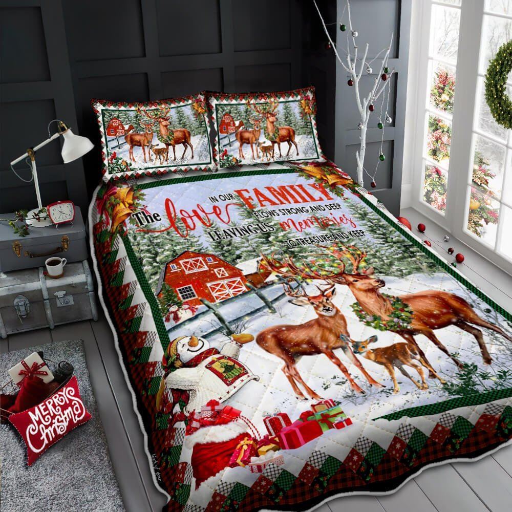 Deer Family Quilt Bedding Set