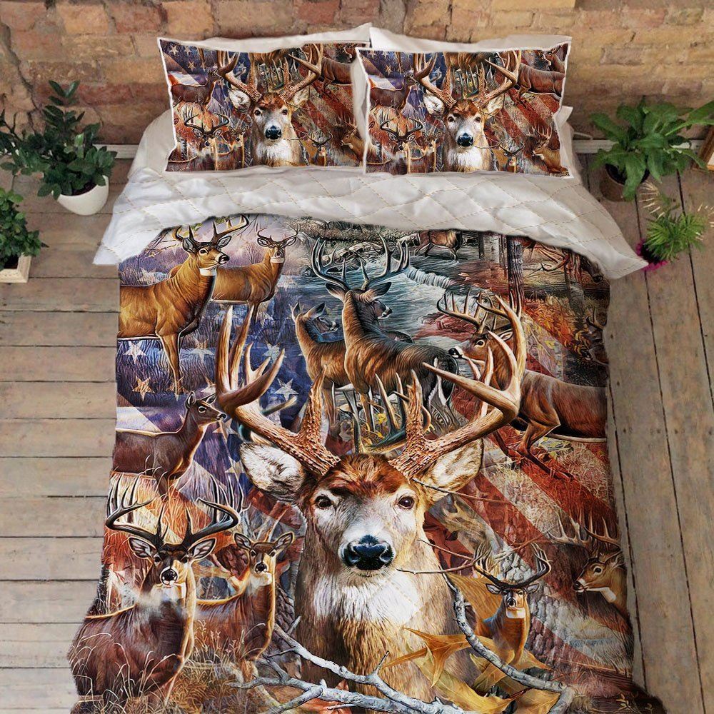 Deer Hunting American Quilt Bedding Set Thh3469qs