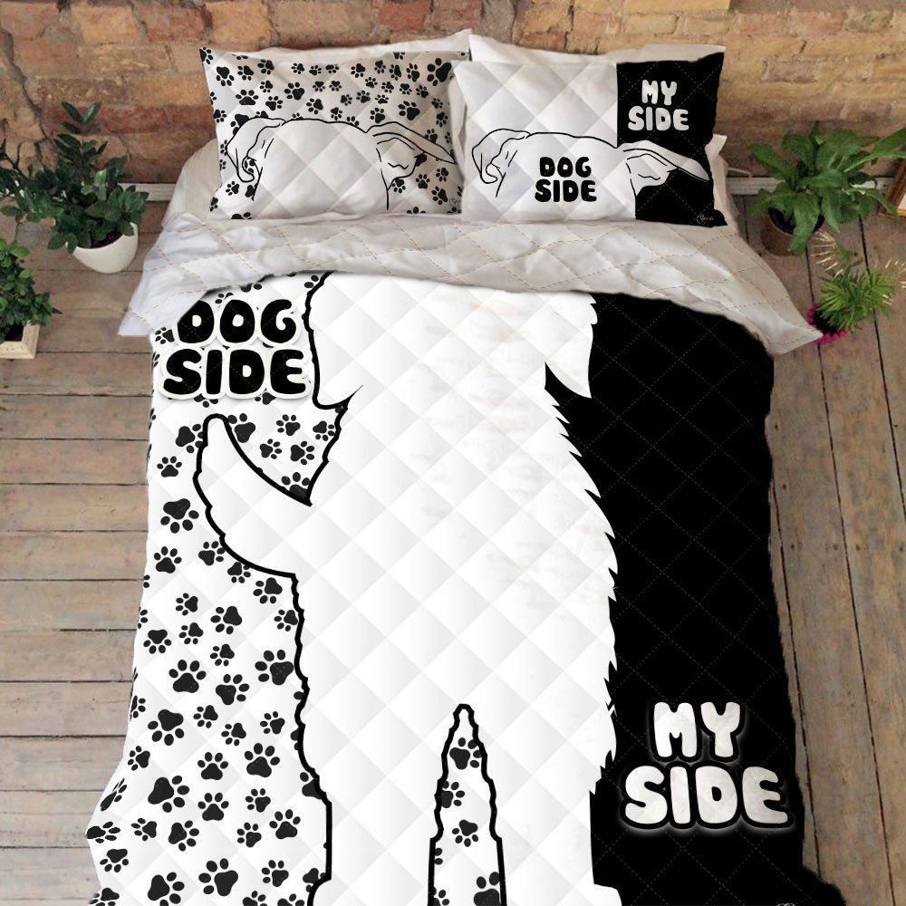 Dog Paws Print Quilt Bedding Set Dog Side My Side Bnl511qs