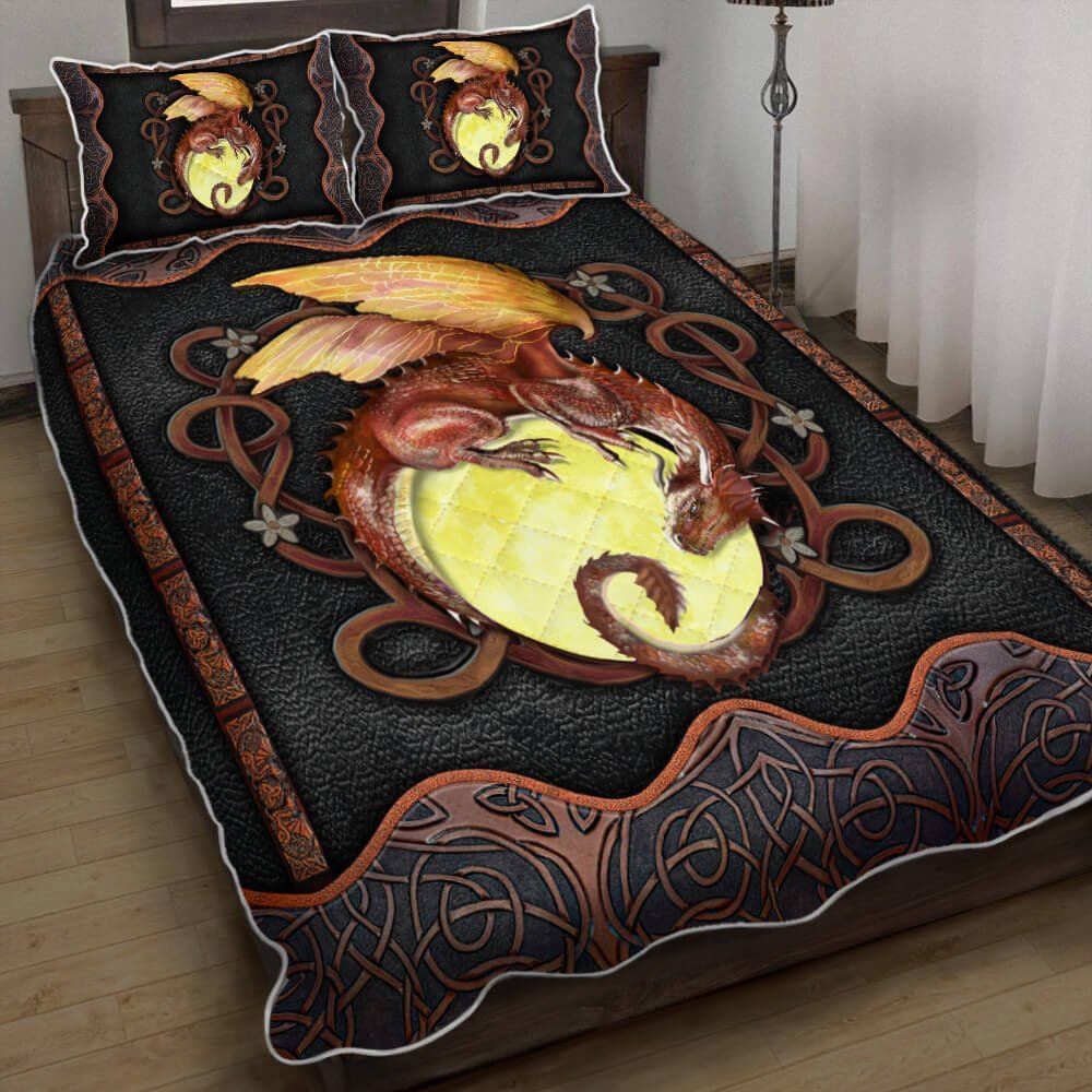 Dragon Celtic Leather Quilt Bedding Set