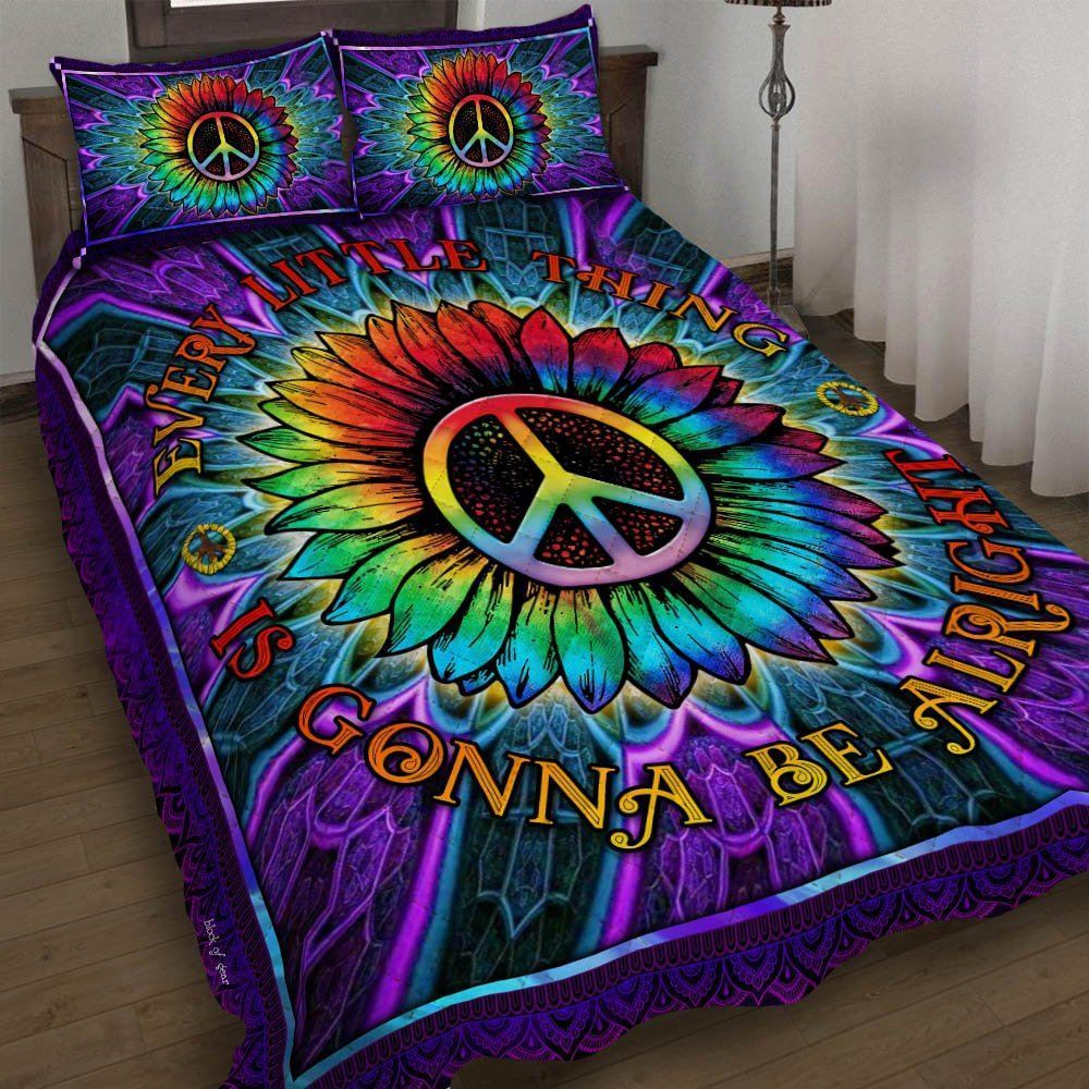 Every Little Thing Is Gonna Be Alright Hippie Quilt Bedding Set