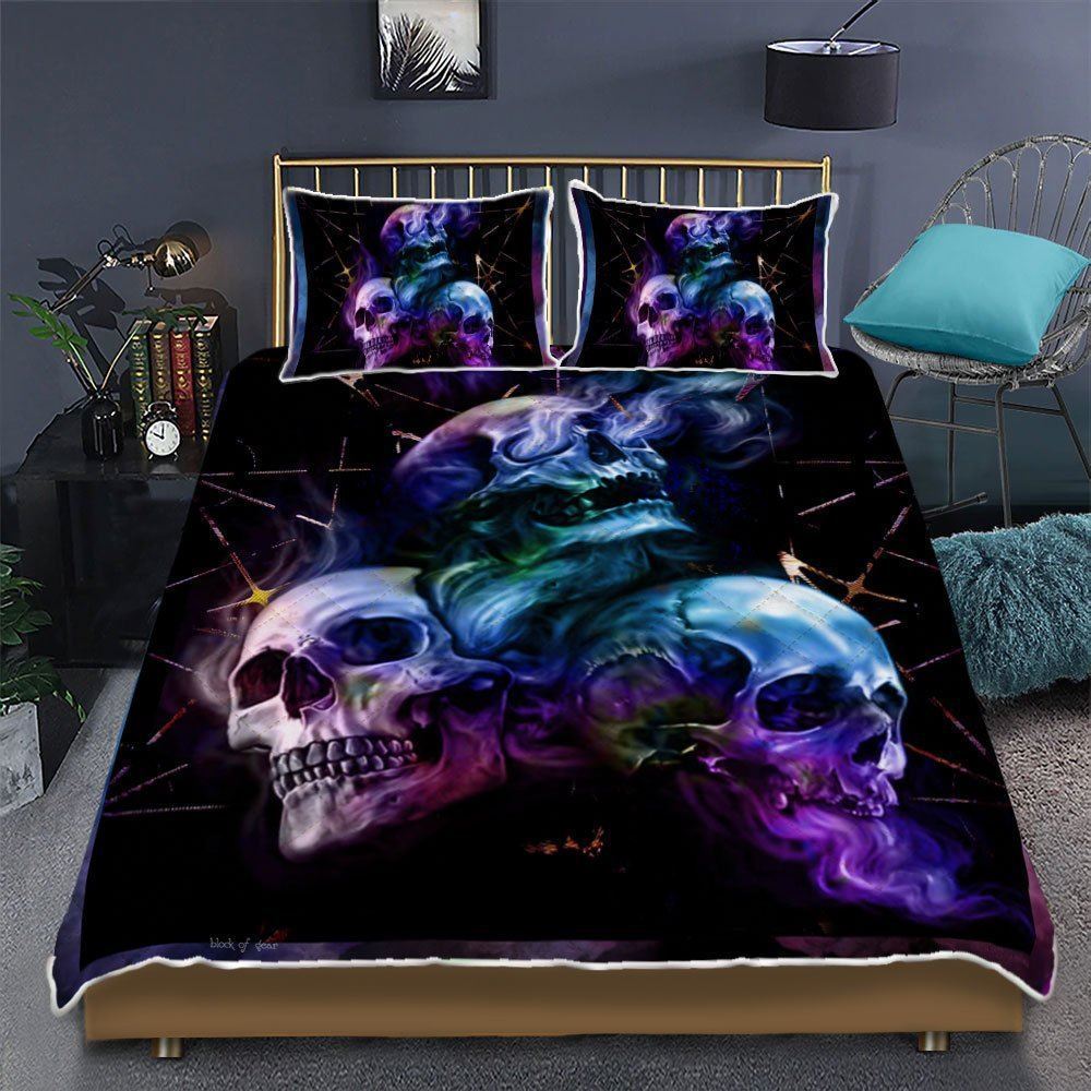 Evil Skull Drawing Tattoo Quilt Bedding Set