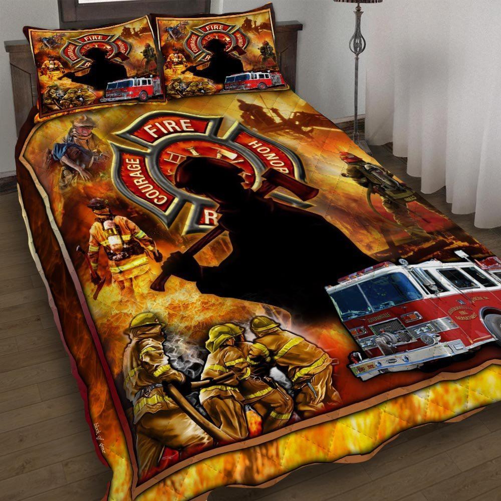 Firefighter Quilt Bedding Set