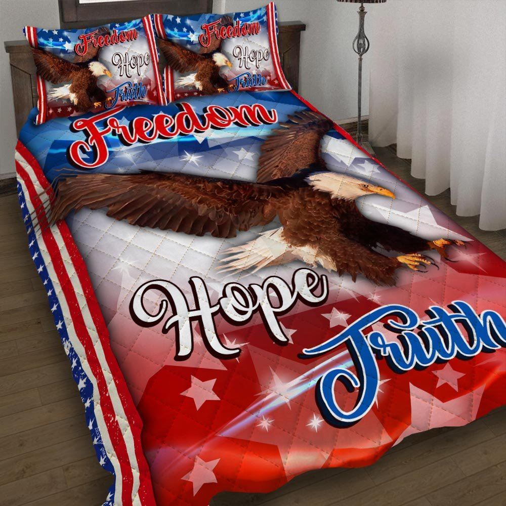 Freedom Hope Truth Eagle Quilt Bedding Set