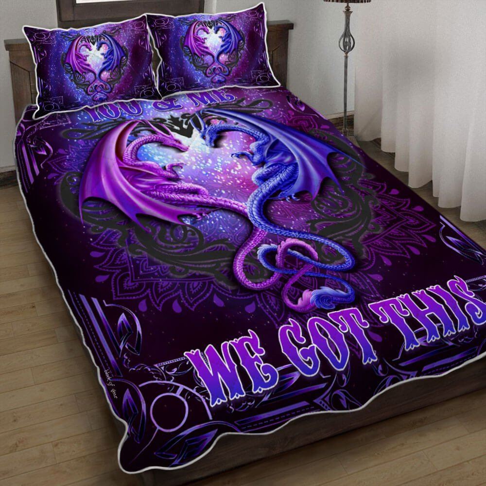 Galaxy Dragon Couple You And Me We Got This Quilt Bedding Set