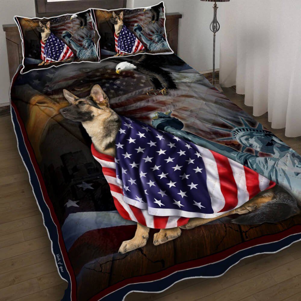 German Shepherd American Patriot Quilt Bedding Set-32e9d