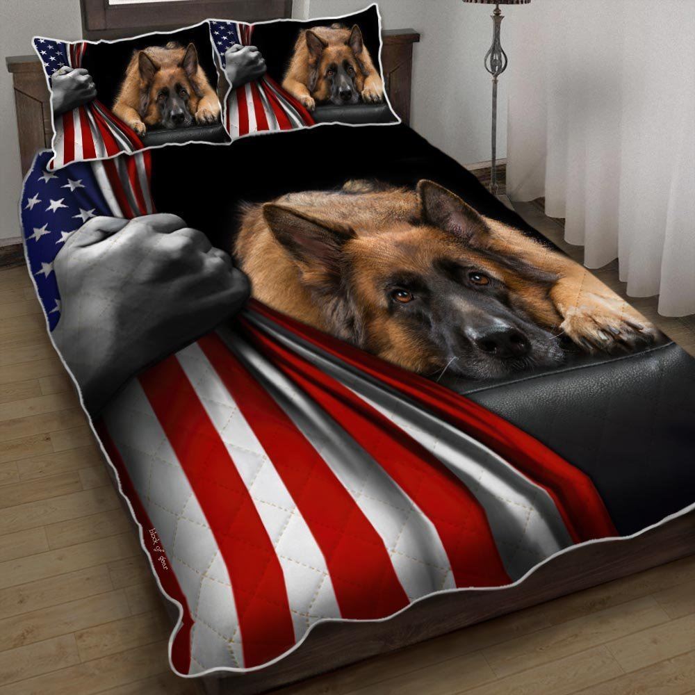 German Shepherd American Us Quilt Bedding Set