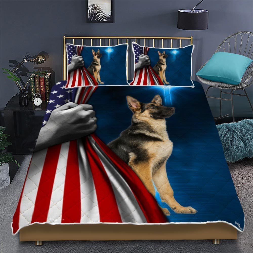 German Shepherd God Jesus Quilt Bedding Set