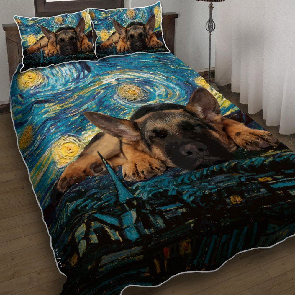 German Shepherd Starry Night Quilt Bedding Set