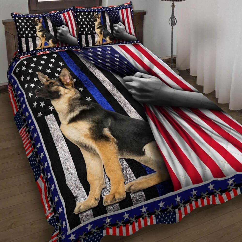 German Shephered The Thin Blue Line Quilt Bedding Set