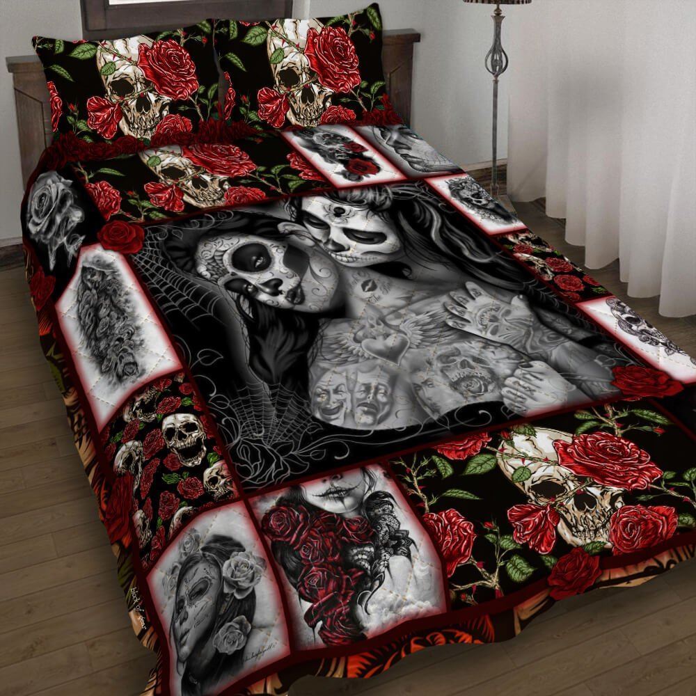 Girl Skull Tattoo Quilt Bedding Set-74nrw