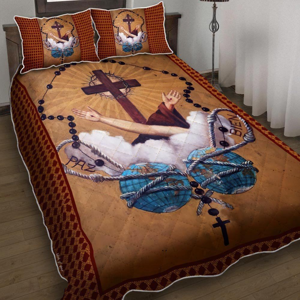 God Jesus Peace And All Good Quilt Bedding Set