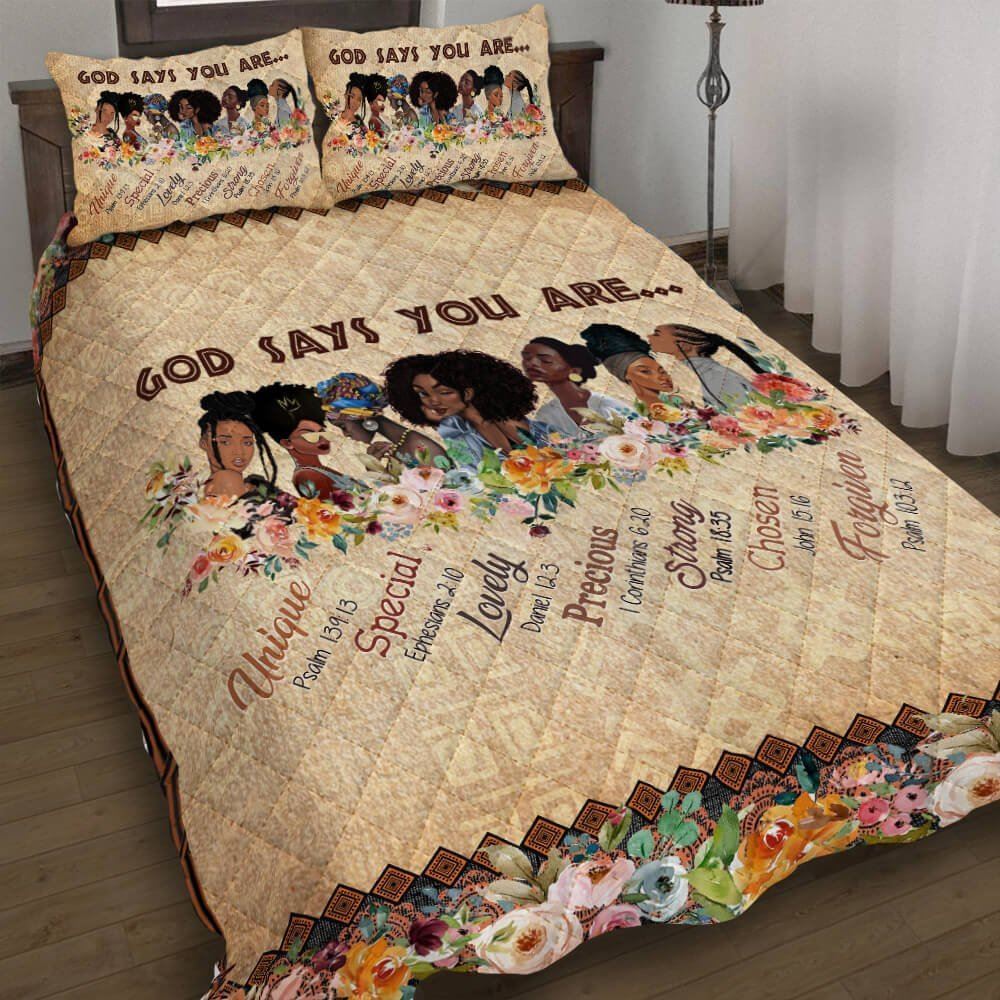 God Says You Are Black Beautiful Quilt Bedding Set