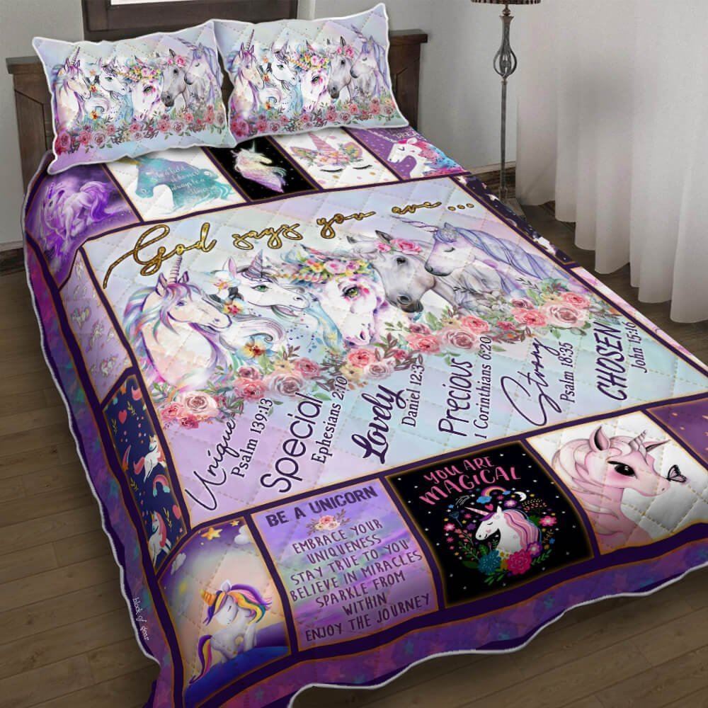 God Says You Are Unicorn Quilt Bedding Set-gsw2m