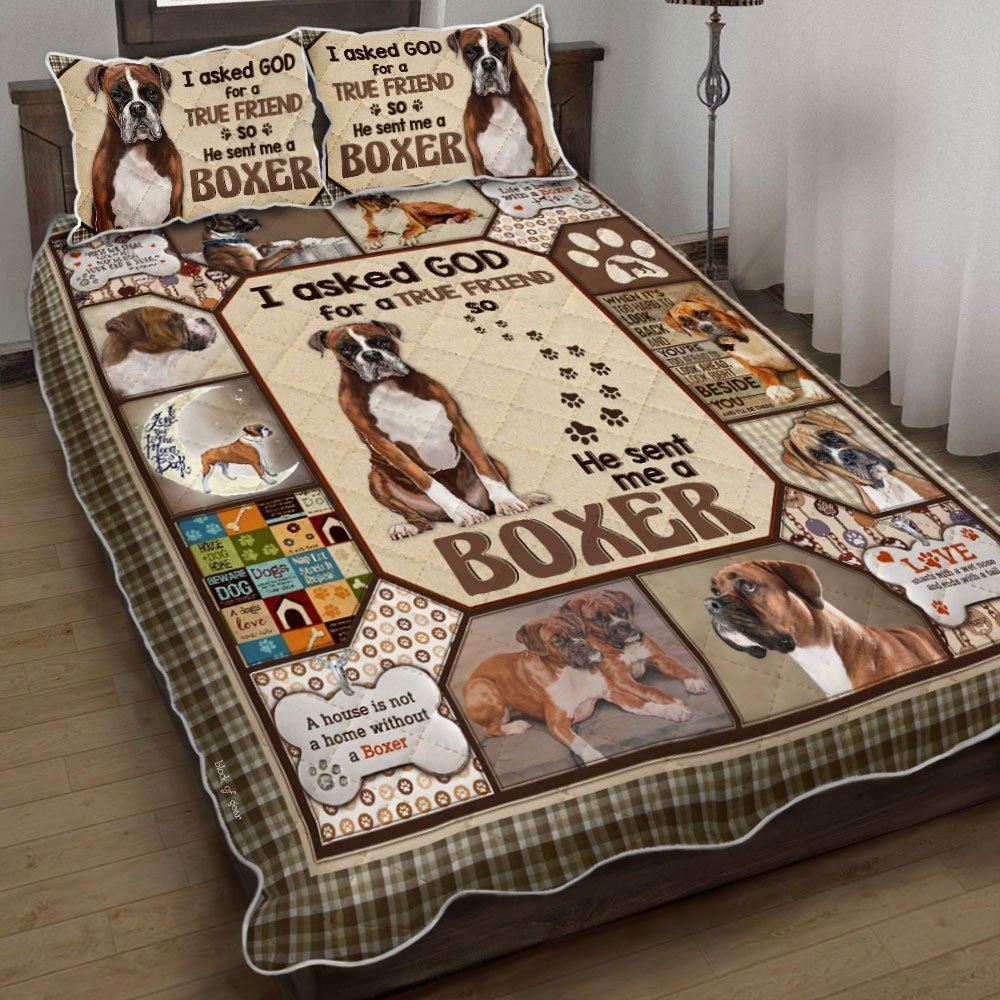 God Sent Me A Boxer Quilt Bedding Set