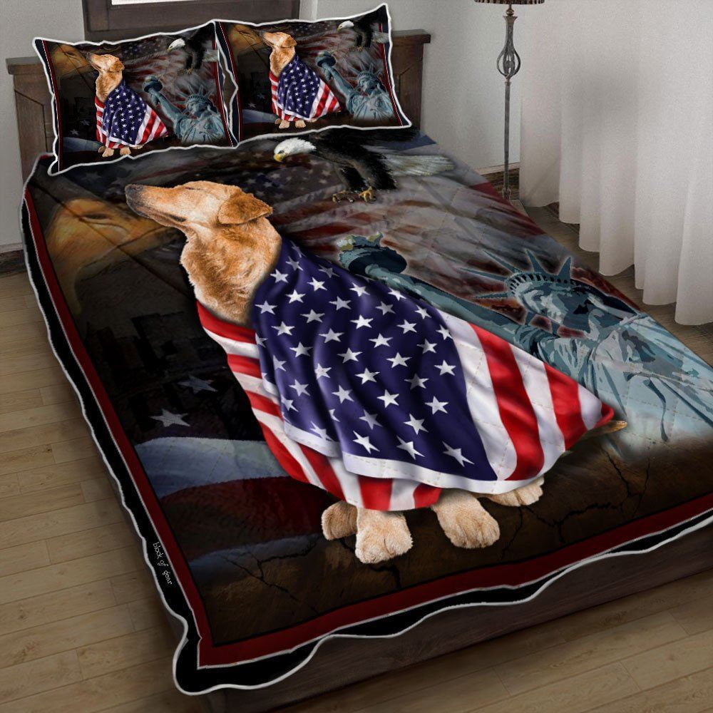 Golden Retriever American Patriot Quilt Bedding Set