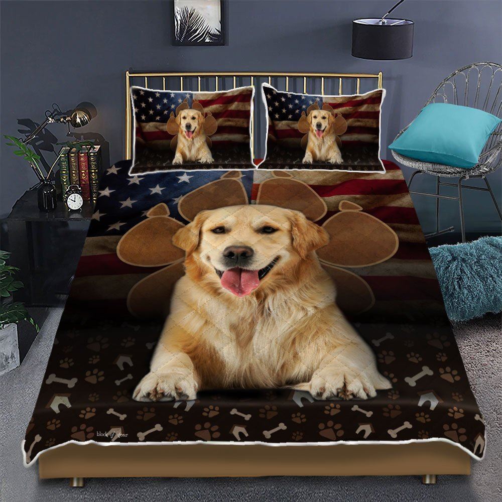 Golden Retriever Quilt Bedding Set-f4lax