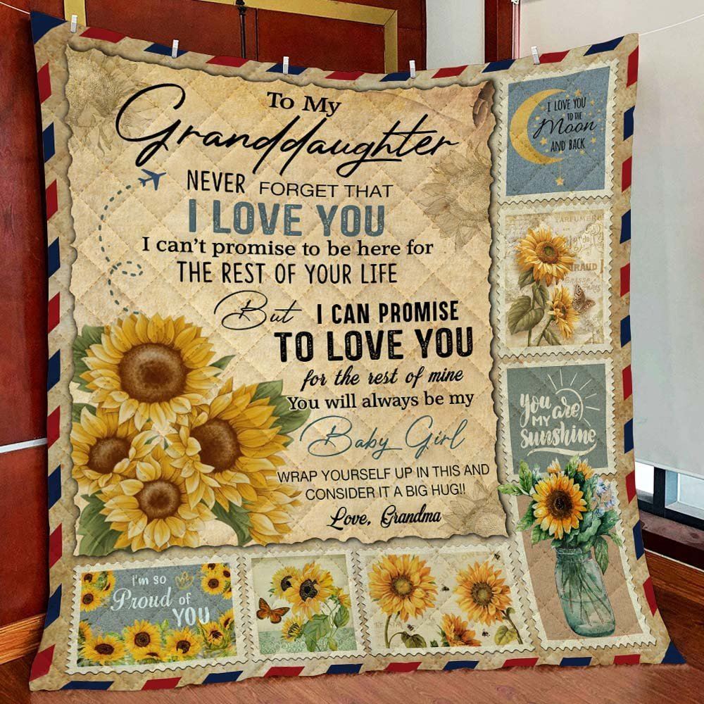 Grandma To Granddaughter Sunflower Letter Quilt Blanket