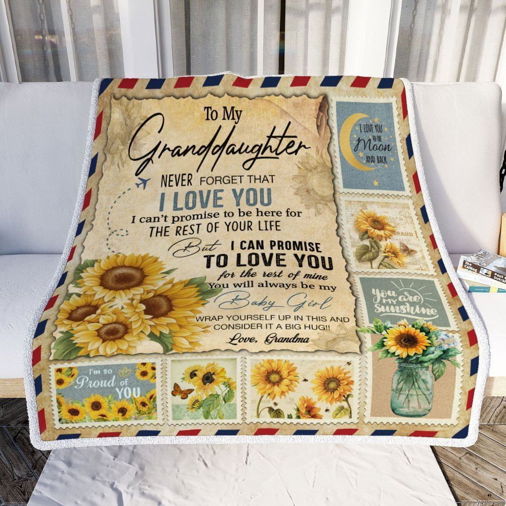 Grandma To Granddaughter Sunflower Letter Sofa Throw Blanket