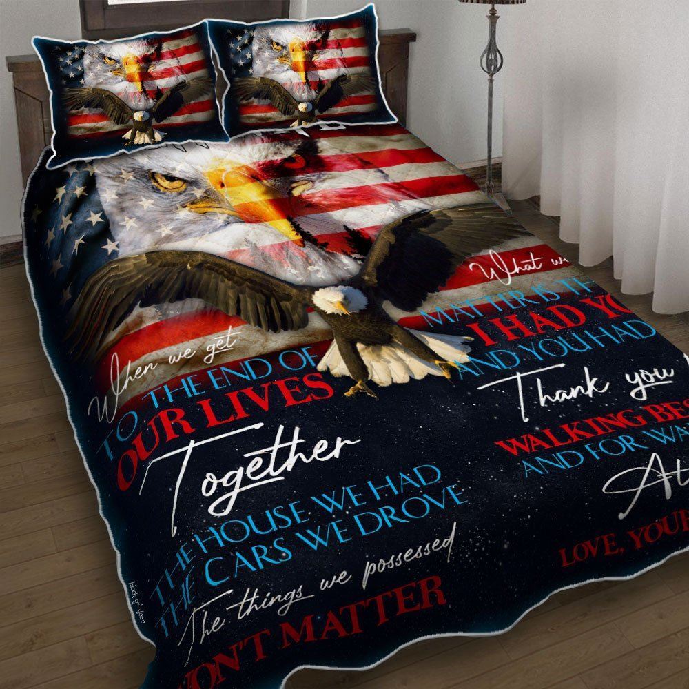 Grumpy Veteran To My Wife Eagle Quilt Bedding Set