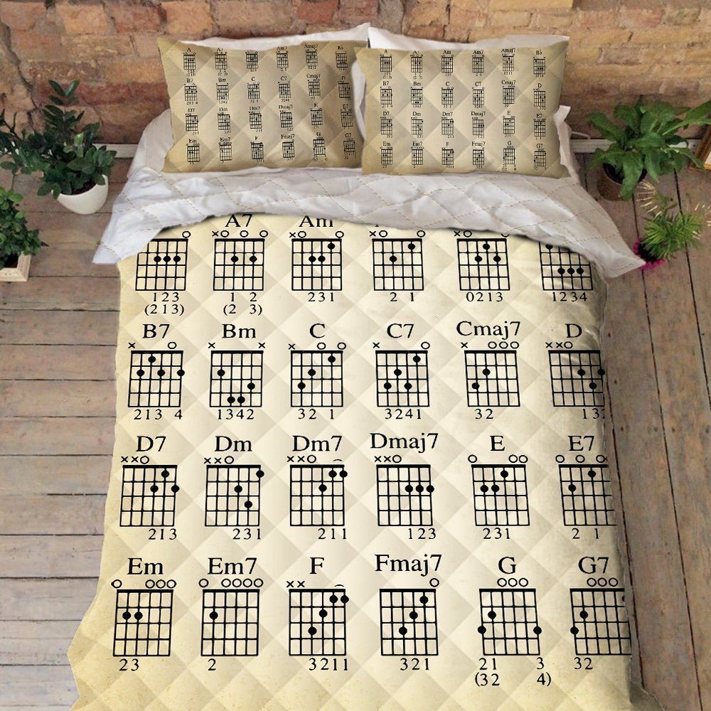 Guitar Bedding Guitar Chord Chart Quilt Bedding Set Trv1647qs