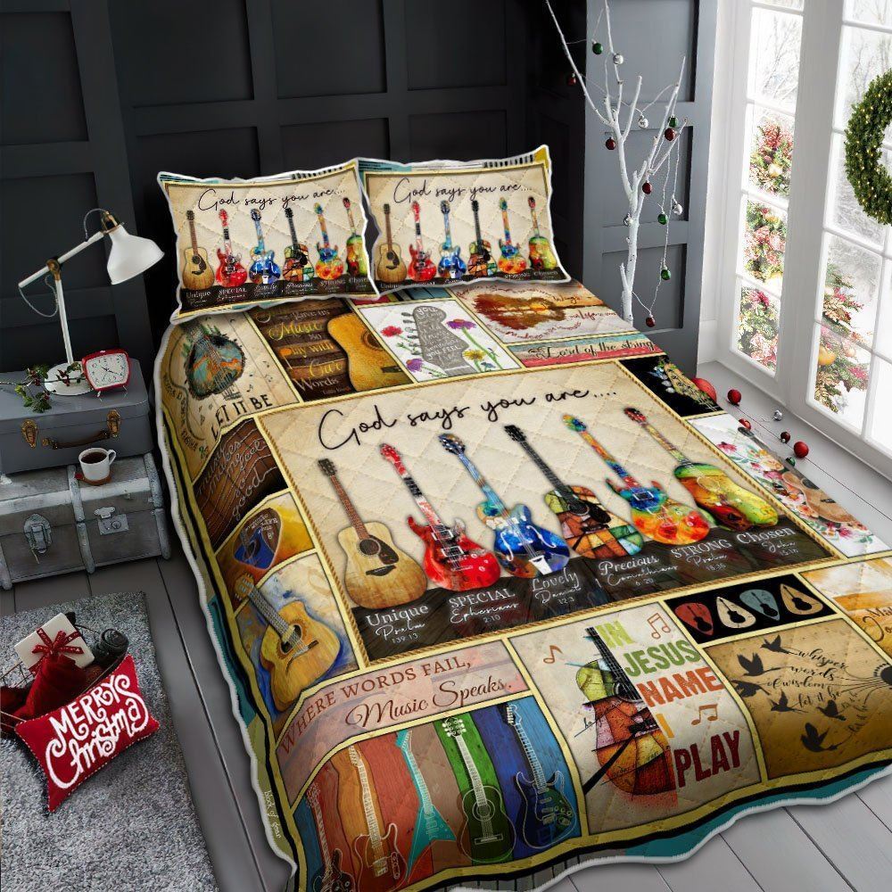 Guitar God Says You Are Quilt Bedding Set