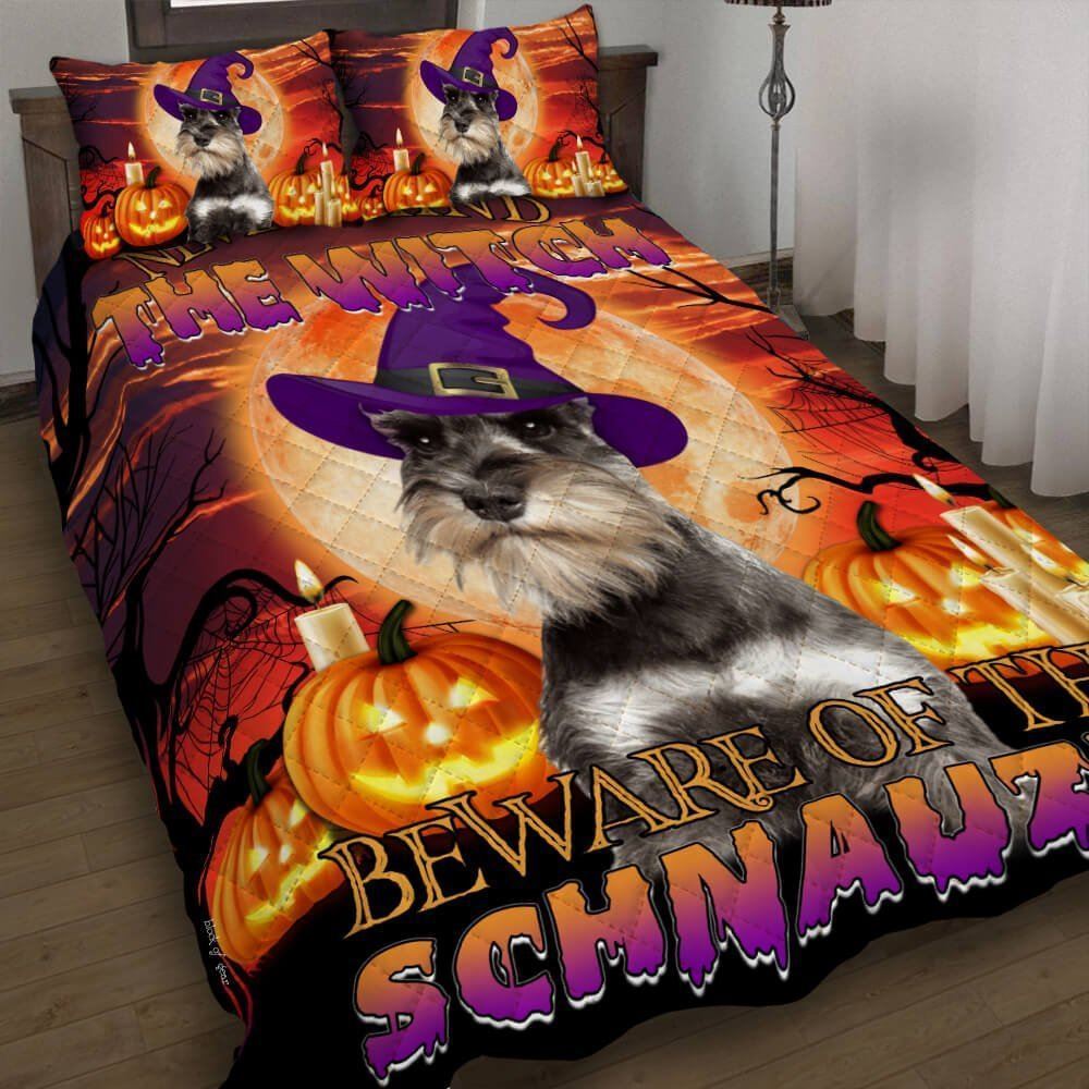 Halloween Beware Of The Schnauzer Quilt Bedding Set-3u2fv