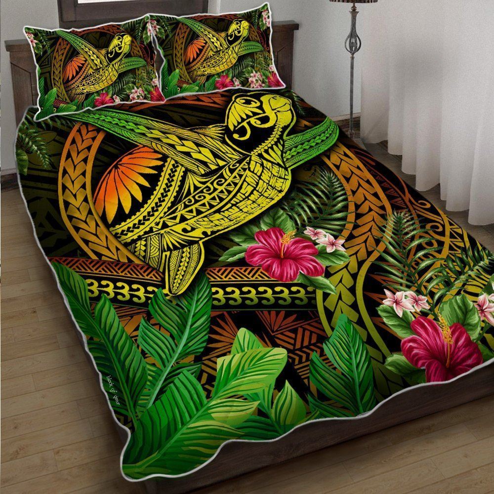 Hawaii Polynesian Turtle Quilt Bedding Set