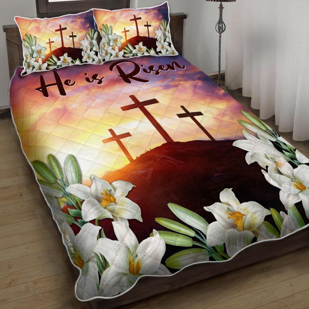 He Is Risen Jesus Quilt Bedding Set