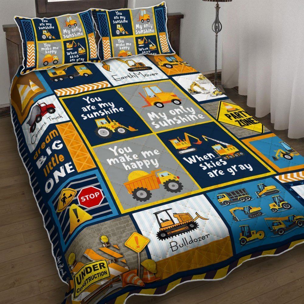 Heavy Equipment Boy I Love You Quilt Bedding Set