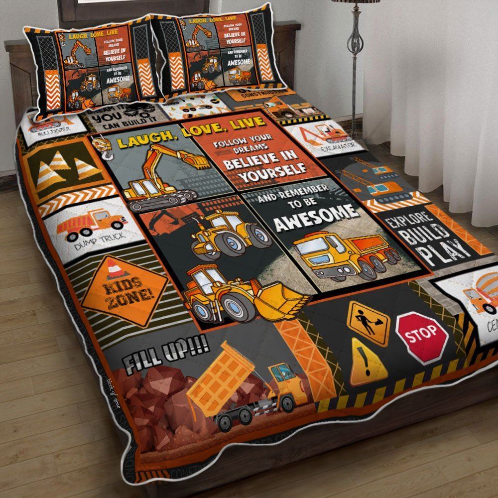 Heavy Equipment Follow Your Dreams Quilt Bedding Set