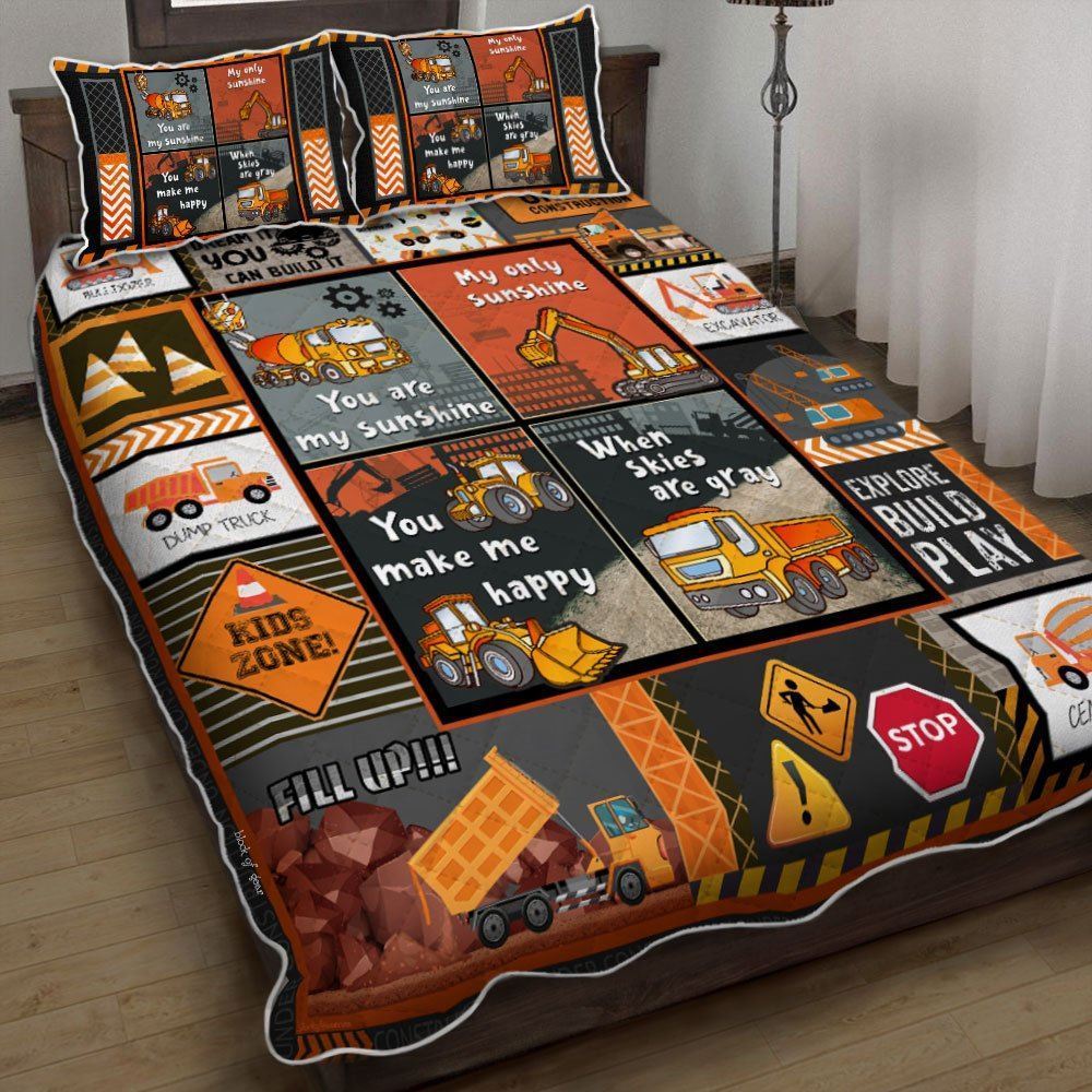 Heavy Equipment You Are My Sunshine Quilt Bedding Set