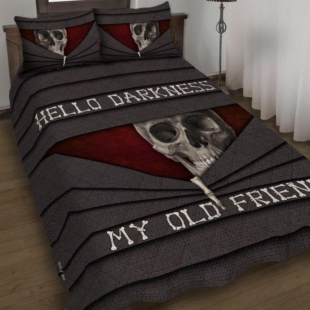 Hello Darkness My Old Friend Skull Quilt Bedding Set