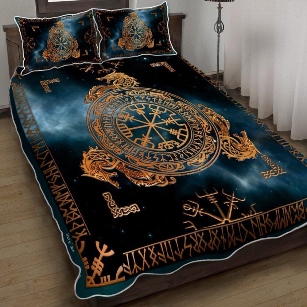 Helm Of Awe Dragon Viking Quilt Bedding Set