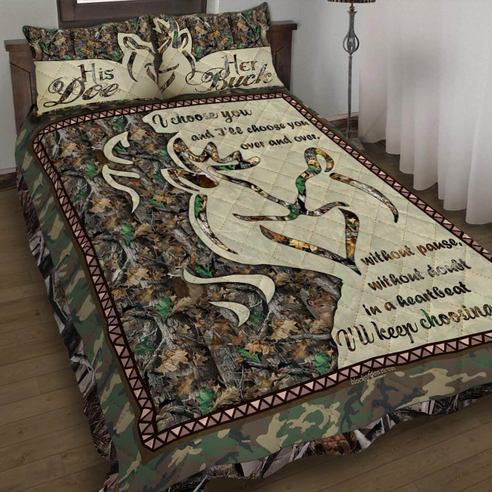 Her Buck His Doe Together Quilt Bedding Set