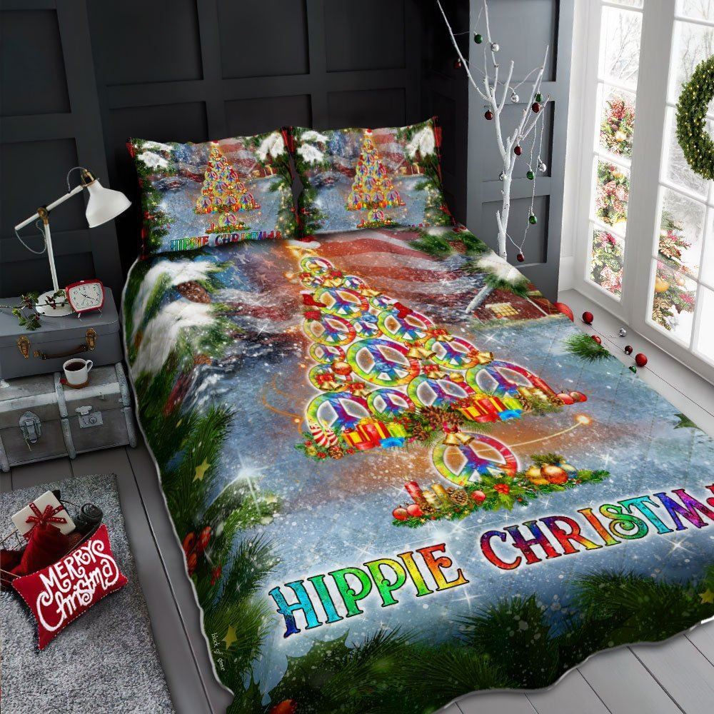 Hippie Christmas Quilt Bedding Set