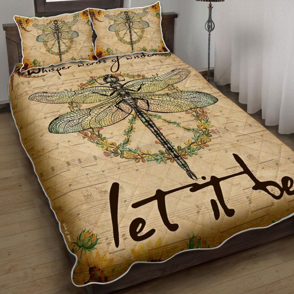 Hippie Quilt Bedding Set Whisper Words Of Wisdom Let It Be Dragonfly Bnn387qs