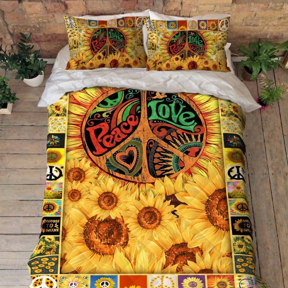 Hippie Sunflower Quilt Bedding Set Ttv457qs