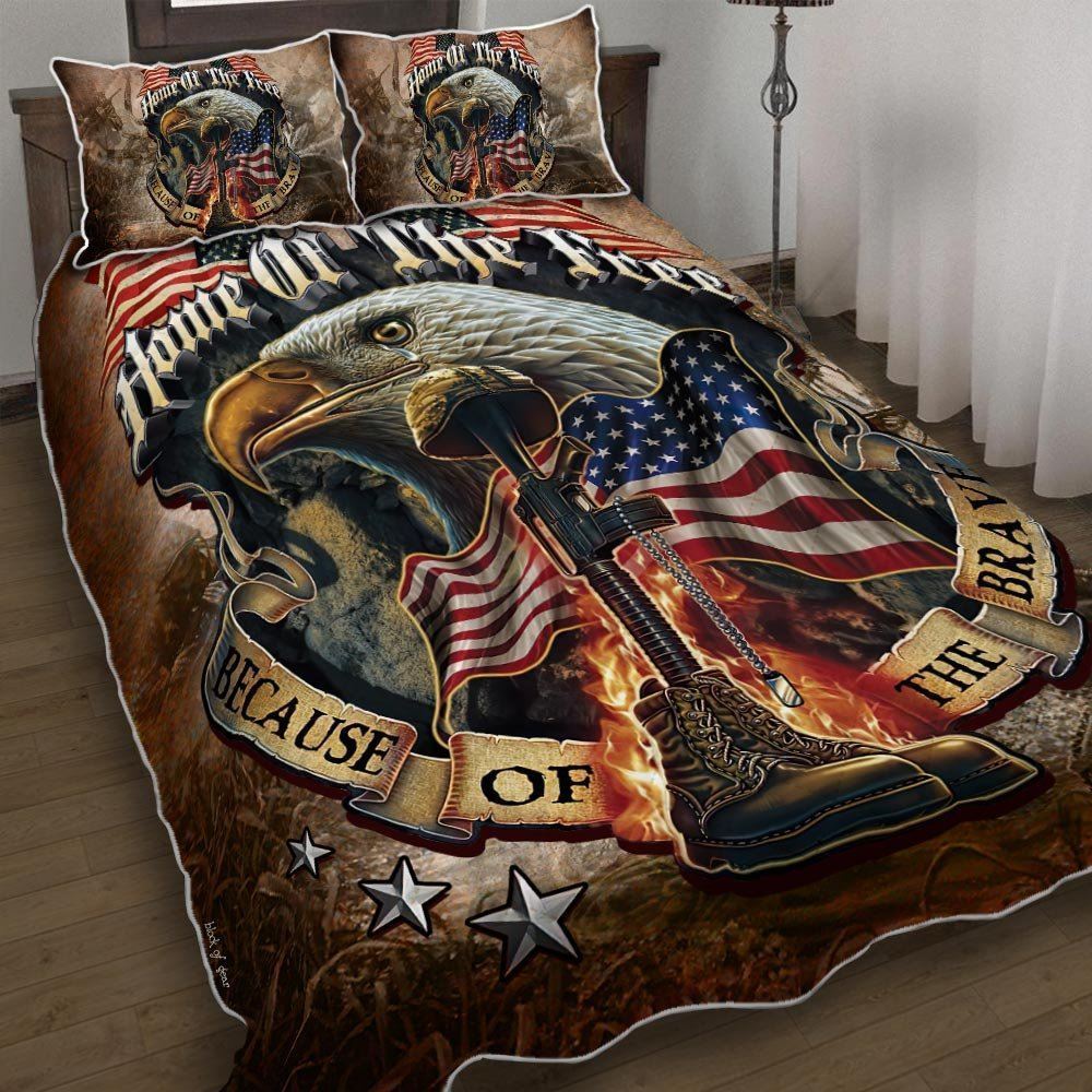 Home Of The Free Because Of The Brave Quilt Bedding Set