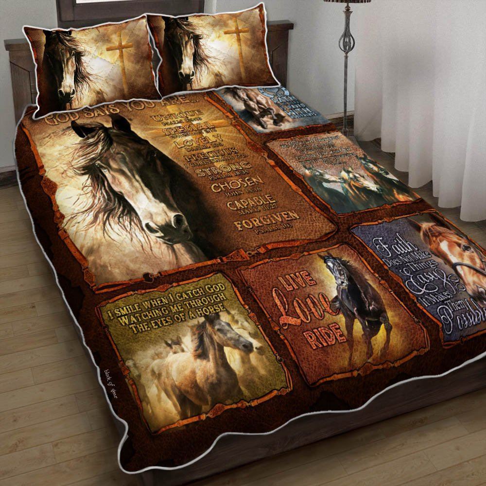 Horse God Says You Are Unique Quilt Bedding Set