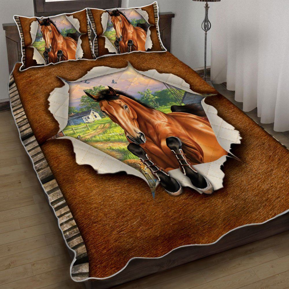 Horse Jumping Horse Skin Quilt Bedding Set