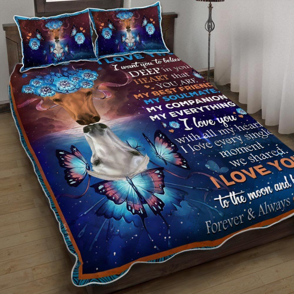 Horse Kiss I Love You With All My Heart Quilt Bedding Set