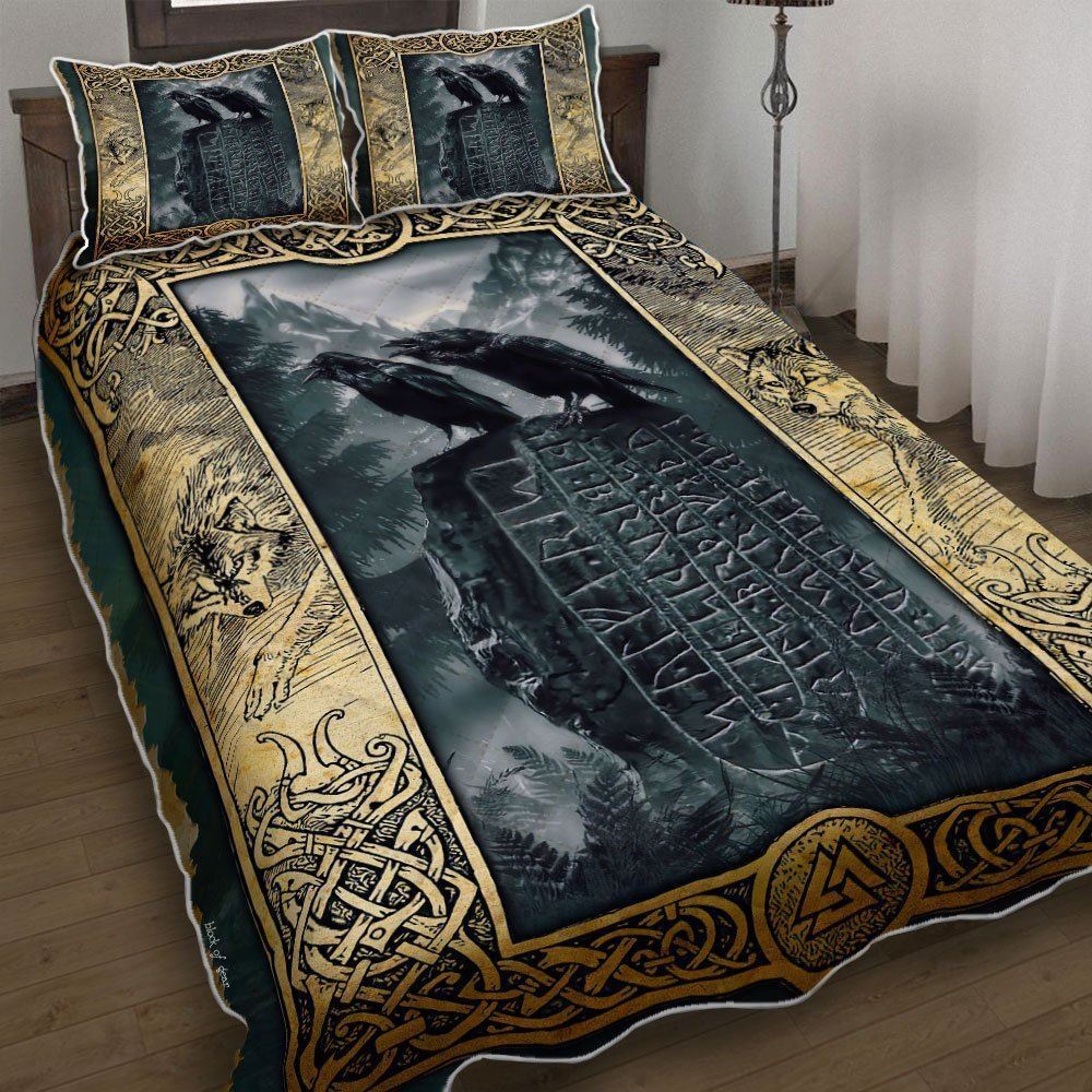 Hugin And Munin The Raven Of Odin Quilt Bedding Set