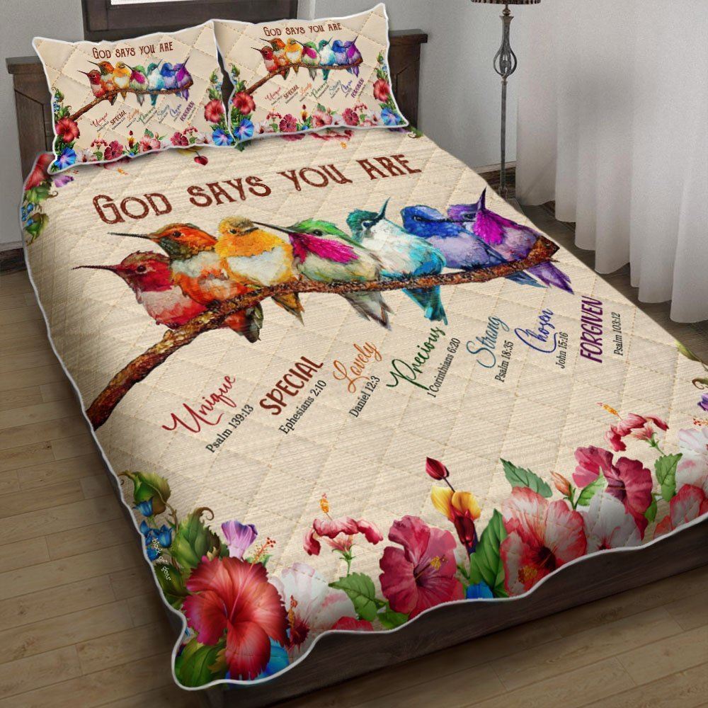 Hummingbird God Says You Are Quilt Bedding Set-ataey