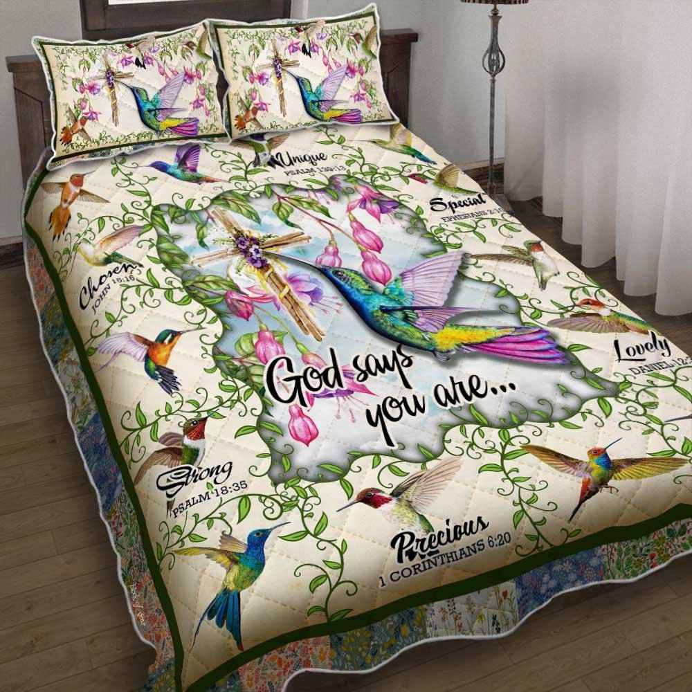 Hummingbird God Says You Are Quilt Bedding Set