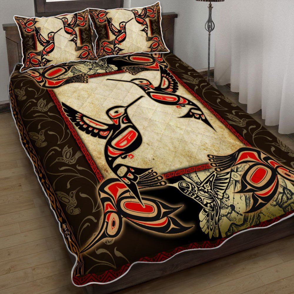 Hummingbird Quilt Bedding Set Haida Tribal Native American Qnk801qsv4