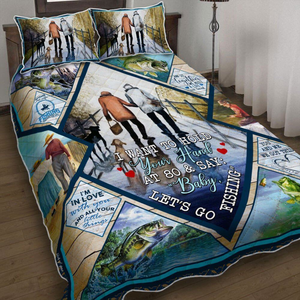 Husband And Wife Fishing Partners For Life Quilt Bedding Set