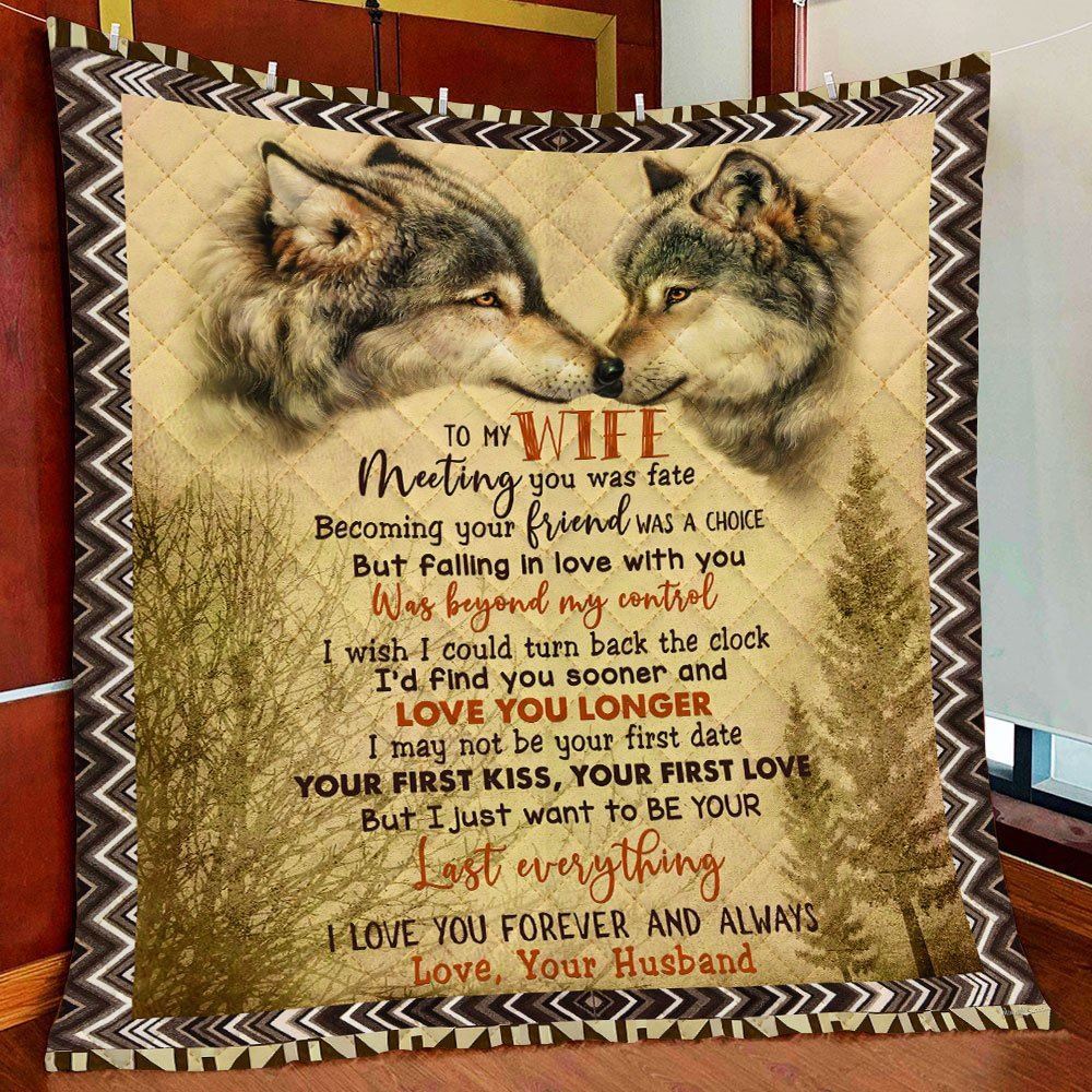 Husband To Wife Wolf Couple Quilt Blanket