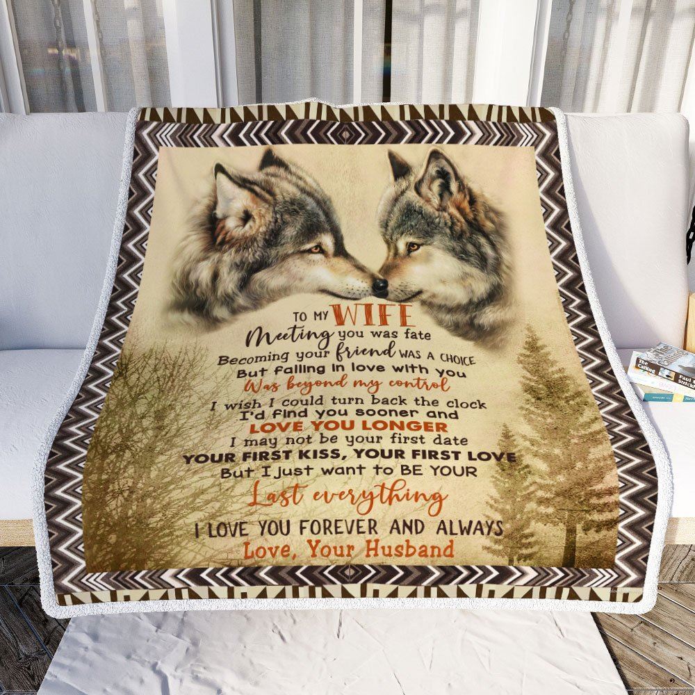 Husband To Wife Wolf Couple Sofa Throw Blanket